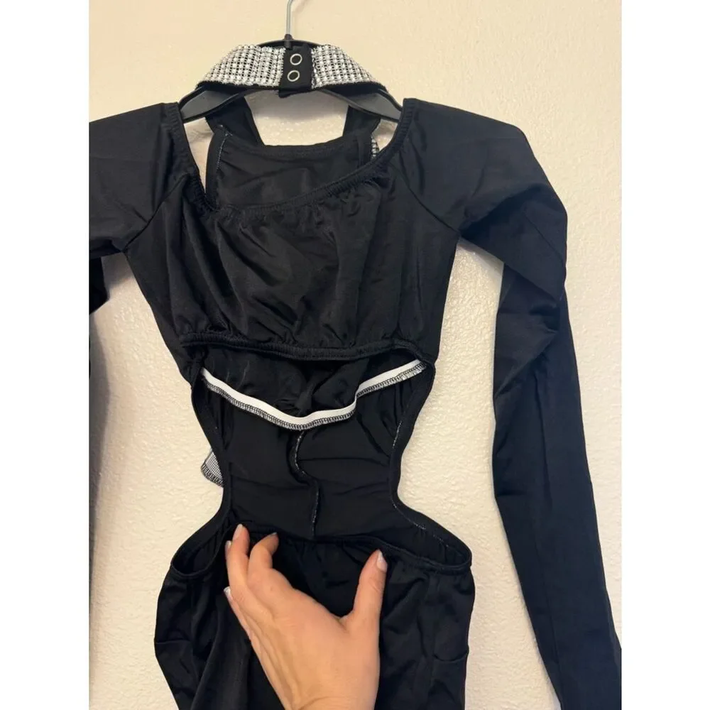 Kelle solo leotard black plaid suit menswear inspired MA-Medium adult